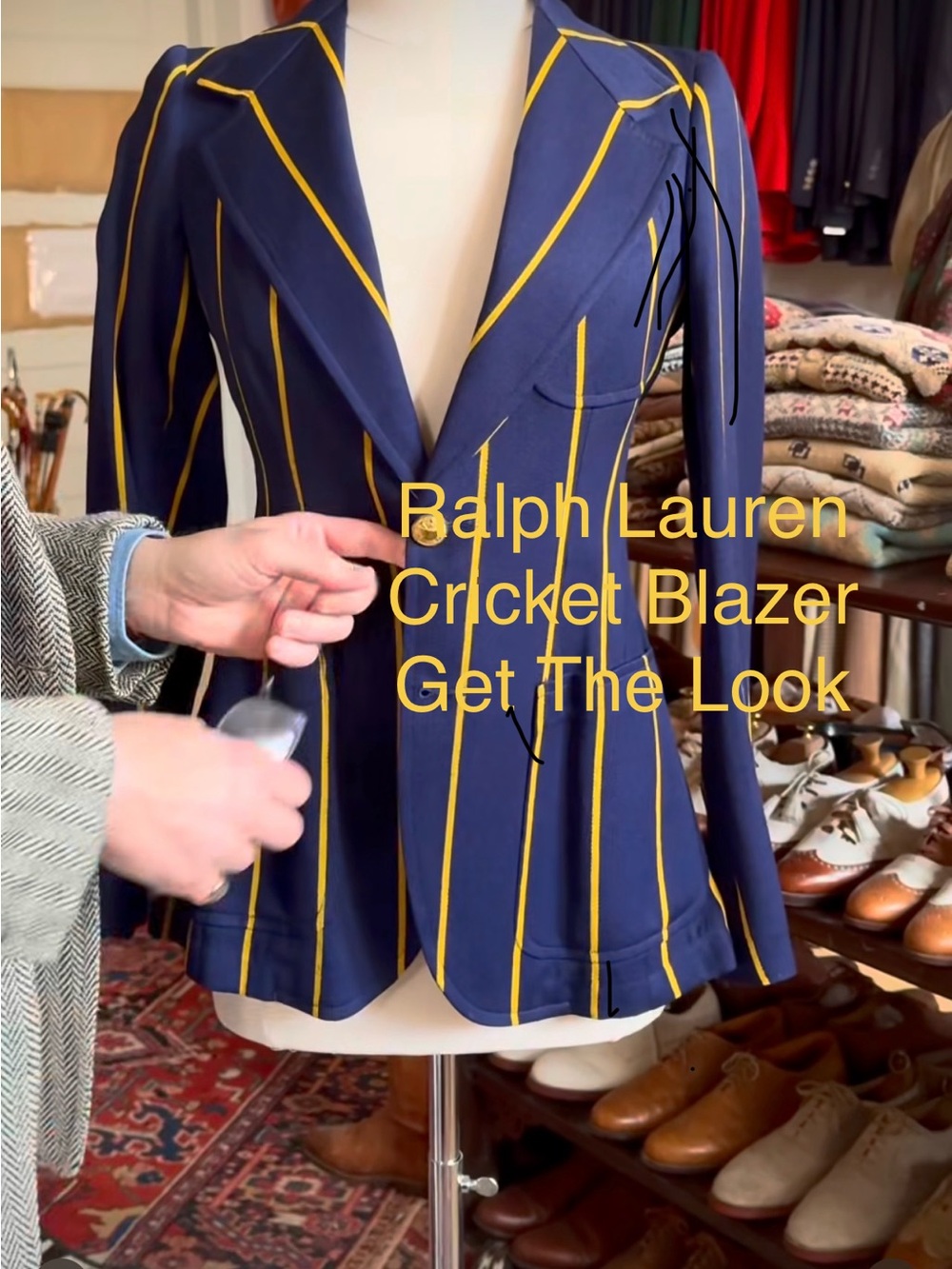 HALOGEN Blazer Navy with Pink & Yellow Stripes Size M